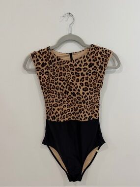 Summersalt Leopard Print and Black Surf One-Piece Swimsuit